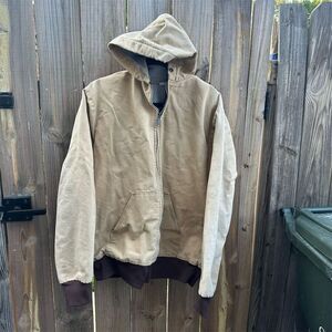 Vintage Muleskins Men's Beige Hooded Work Jacket XLT